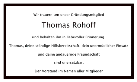 Nachruf Thomas Rohoff